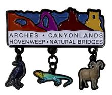 Load image into Gallery viewer, Four Park Dangle Animals Lapel Pin