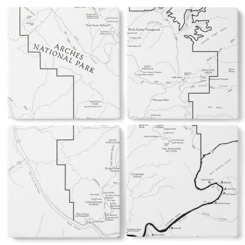 Arches Line Map Coaster 4-Pack