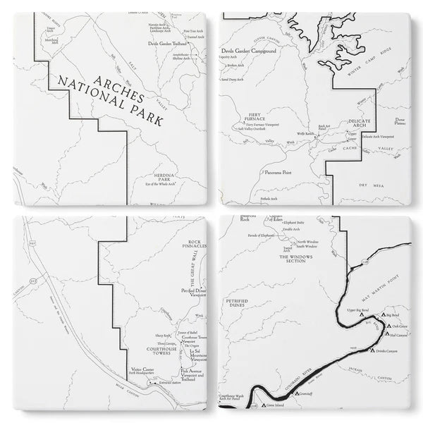 Arches Line Map Coaster 4-Pack