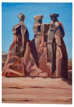 Load image into Gallery viewer, Three Gossips Watercolor 11 X 14 Matted Print