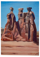 Three Gossips Oil Painted Notecard