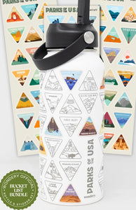 Parks of the USA Bucket List Water Bottle