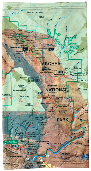 Arches National Park Map Neck Gaiter