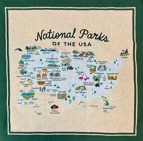 National Parks of the USA Map Bandana