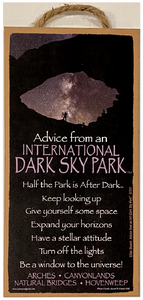 Advice from an IDA Park Hanging Wood Sign