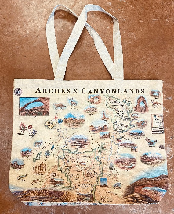 Arches & Canyonlands Map Canvas Tote Bag