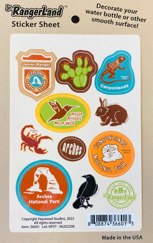 Jr Ranger Arches and Canyonlands Sticker Sheet